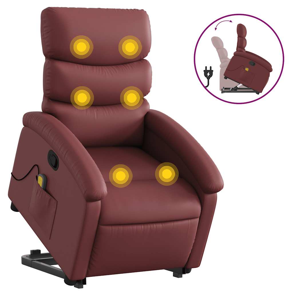 Fauteuil inclinable de massage Rouge bordeaux Similicuir - XIOS