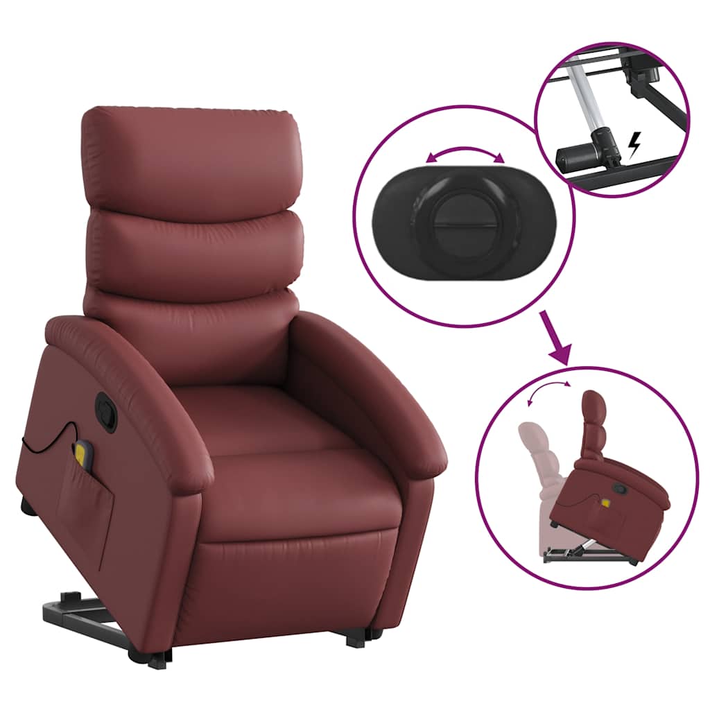 Fauteuil inclinable de massage Rouge bordeaux Similicuir
