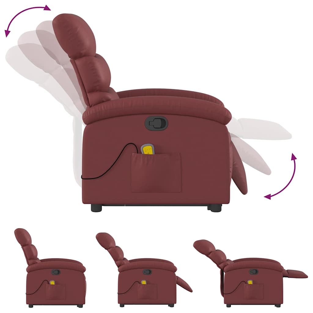 Fauteuil inclinable de massage Rouge bordeaux Similicuir - XIOS