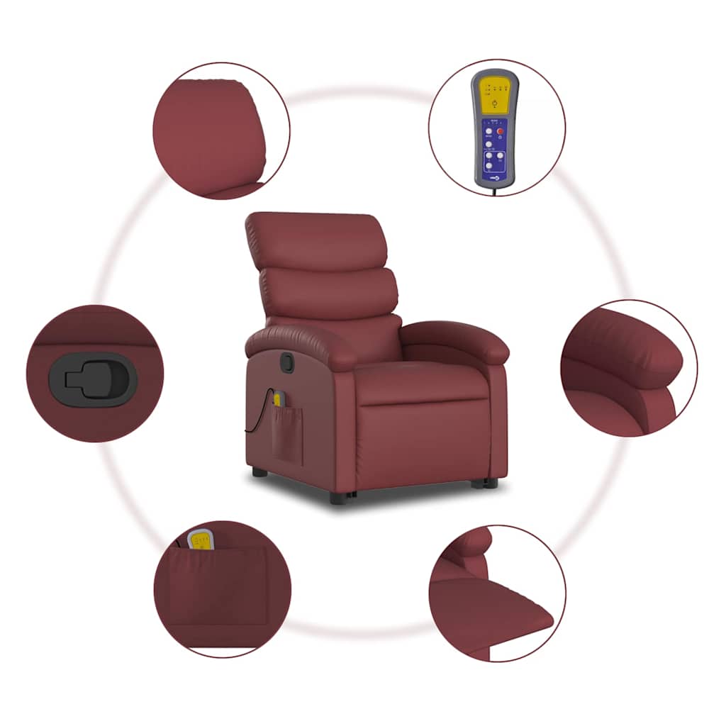 Fauteuil inclinable de massage Rouge bordeaux Similicuir