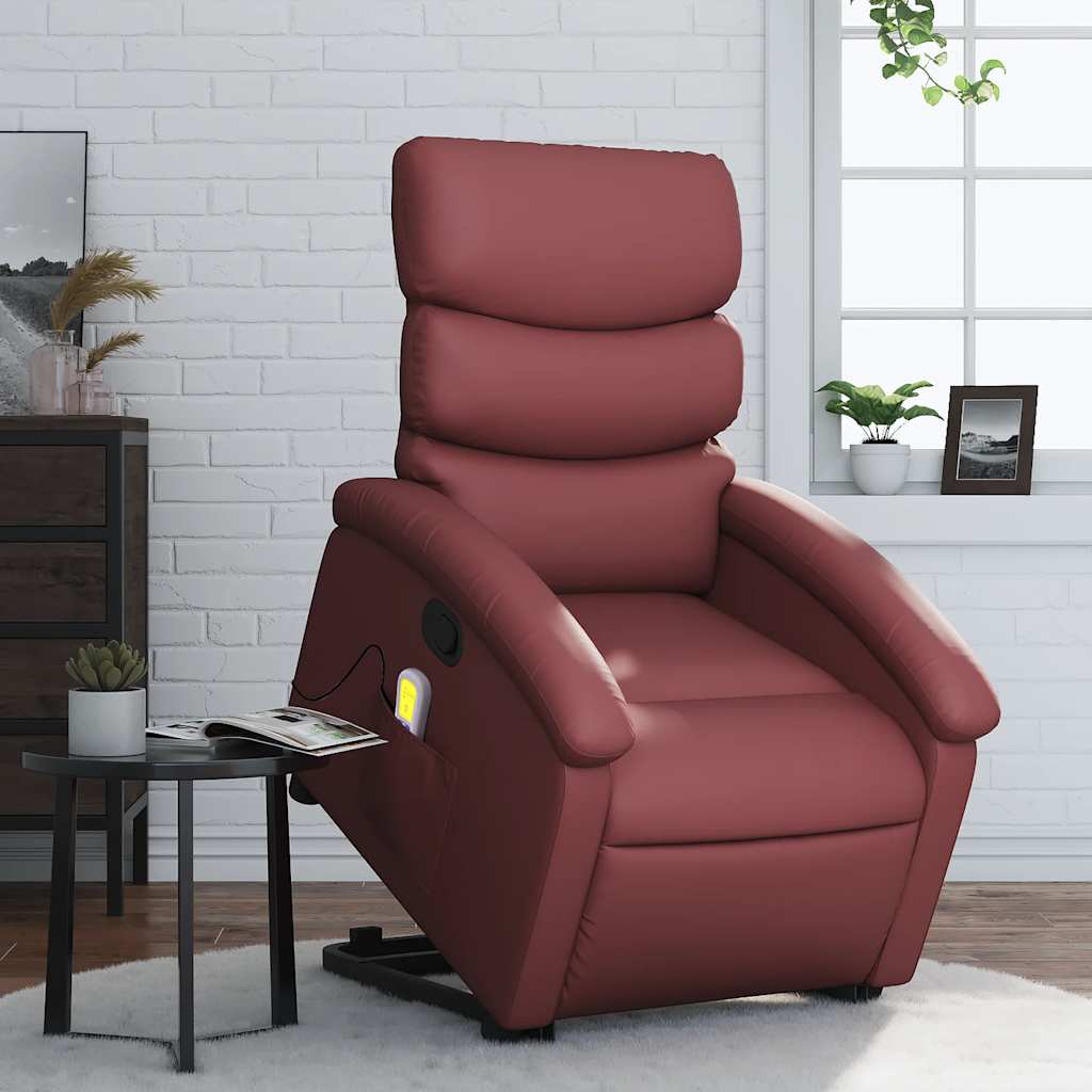 Fauteuil inclinable de massage Rouge bordeaux Similicuir