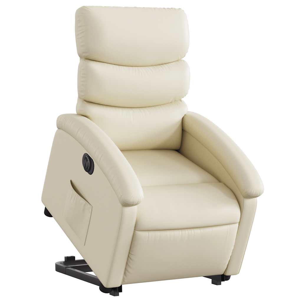 Fauteuil inclinable électrique crème similicuir