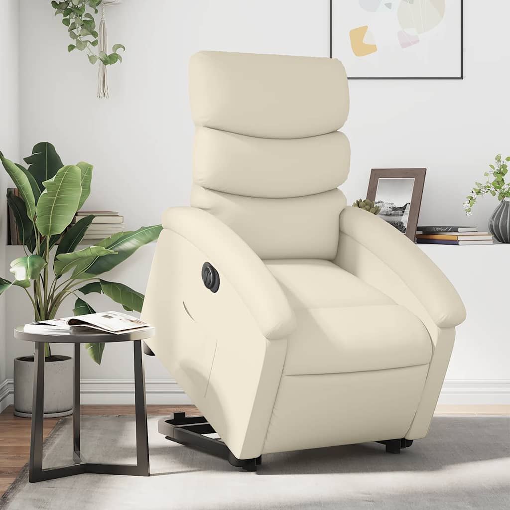 Fauteuil inclinable électrique crème similicuir