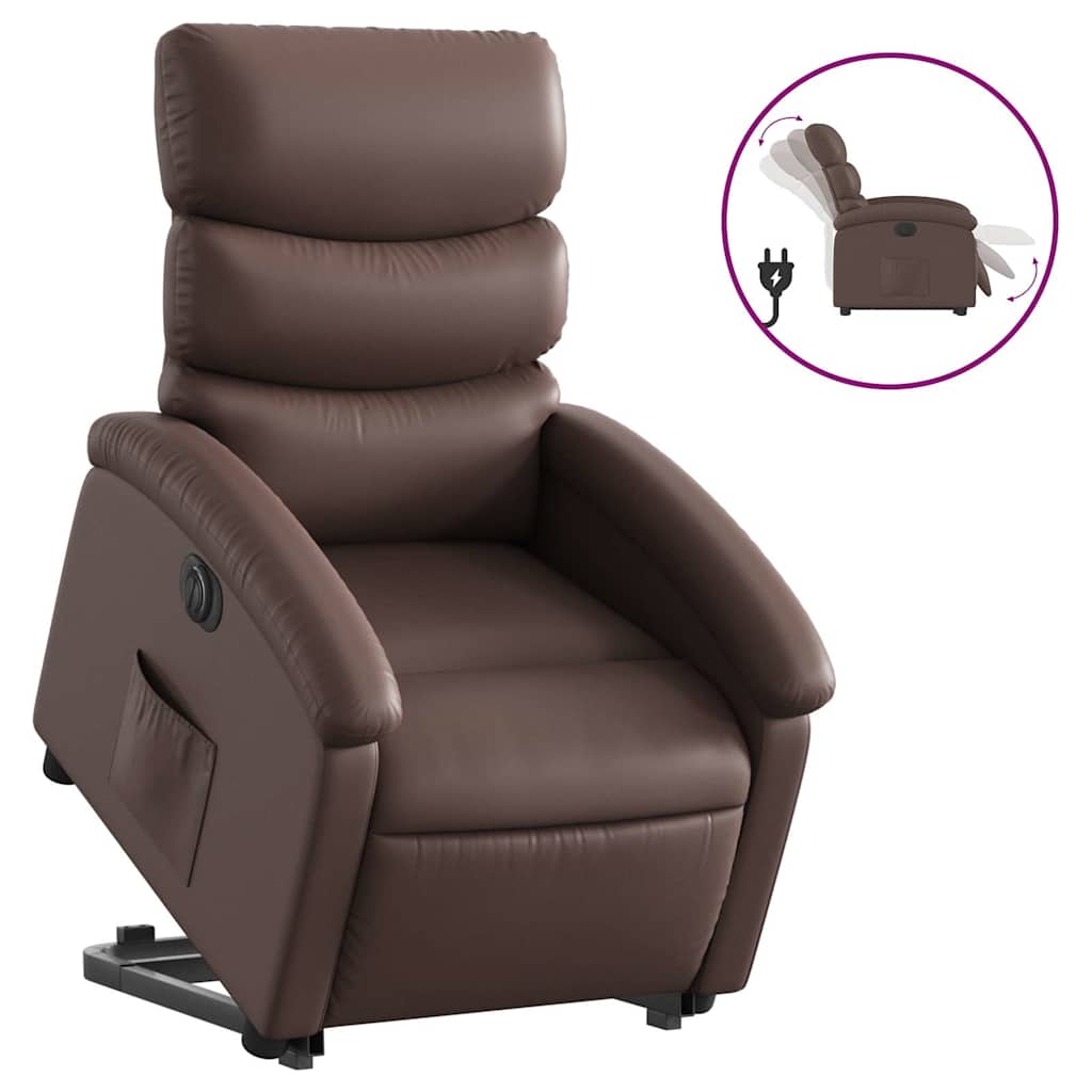 Fauteuil inclinable électrique marron similicuir - XIOS