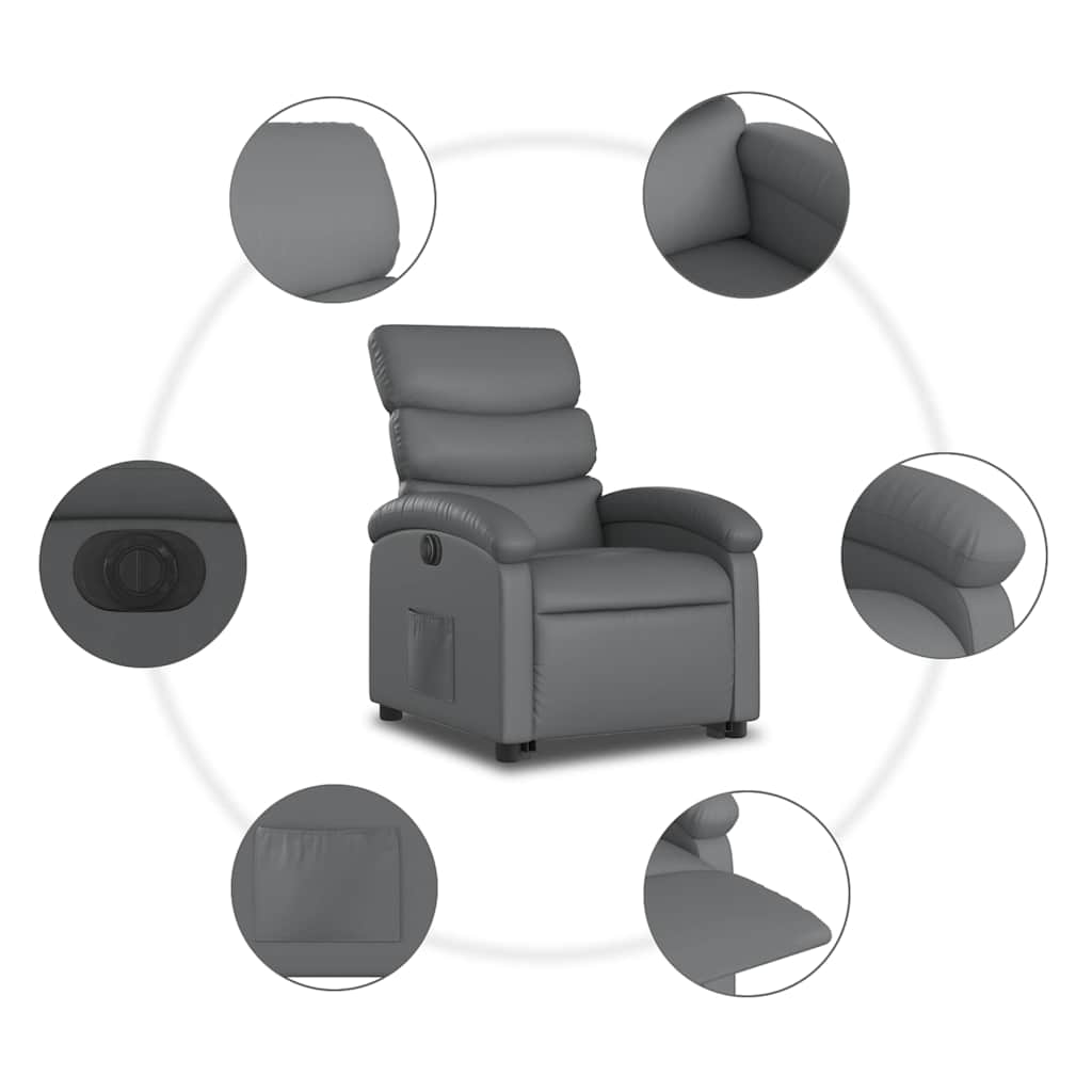 Fauteuil inclinable électrique gris similicuir - XIOS