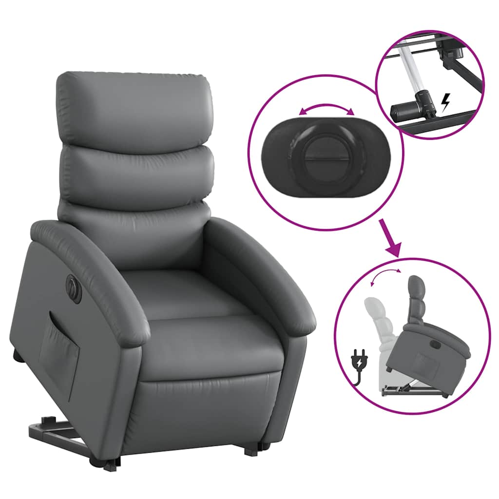 Fauteuil inclinable électrique gris similicuir - XIOS