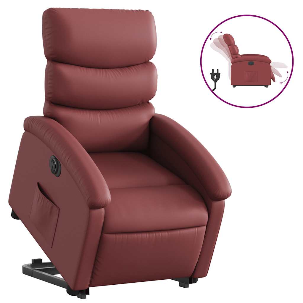 Fauteuil inclinable électrique rouge bordeaux similicuir - XIOS