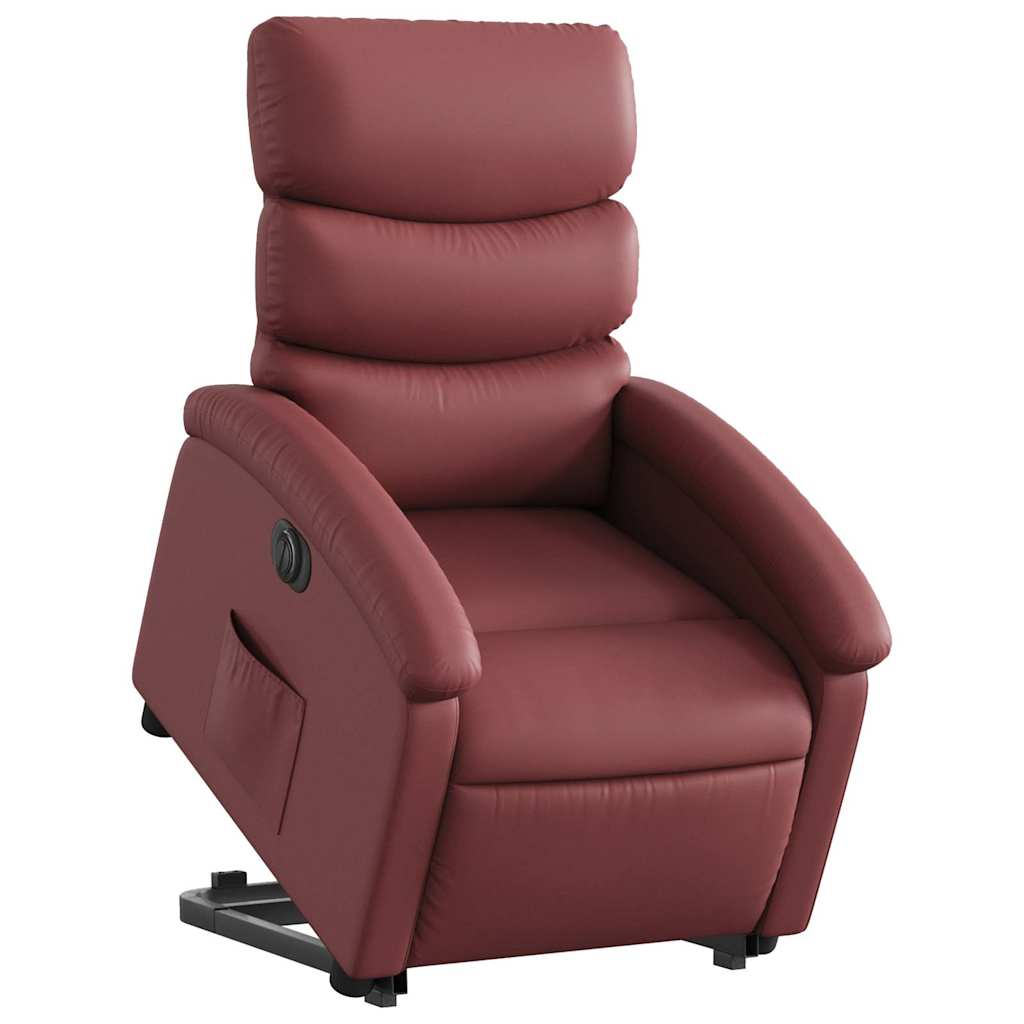 Fauteuil inclinable électrique rouge bordeaux similicuir