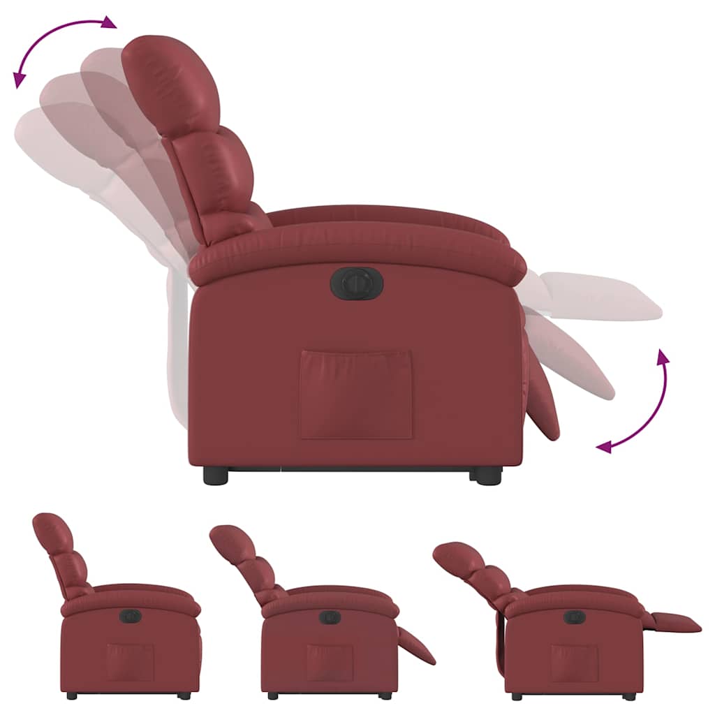 Fauteuil inclinable électrique rouge bordeaux similicuir - XIOS