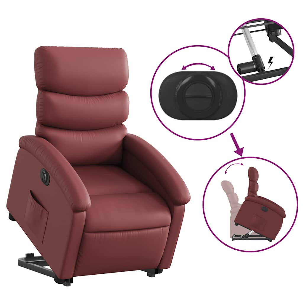 Fauteuil inclinable électrique rouge bordeaux similicuir - XIOS
