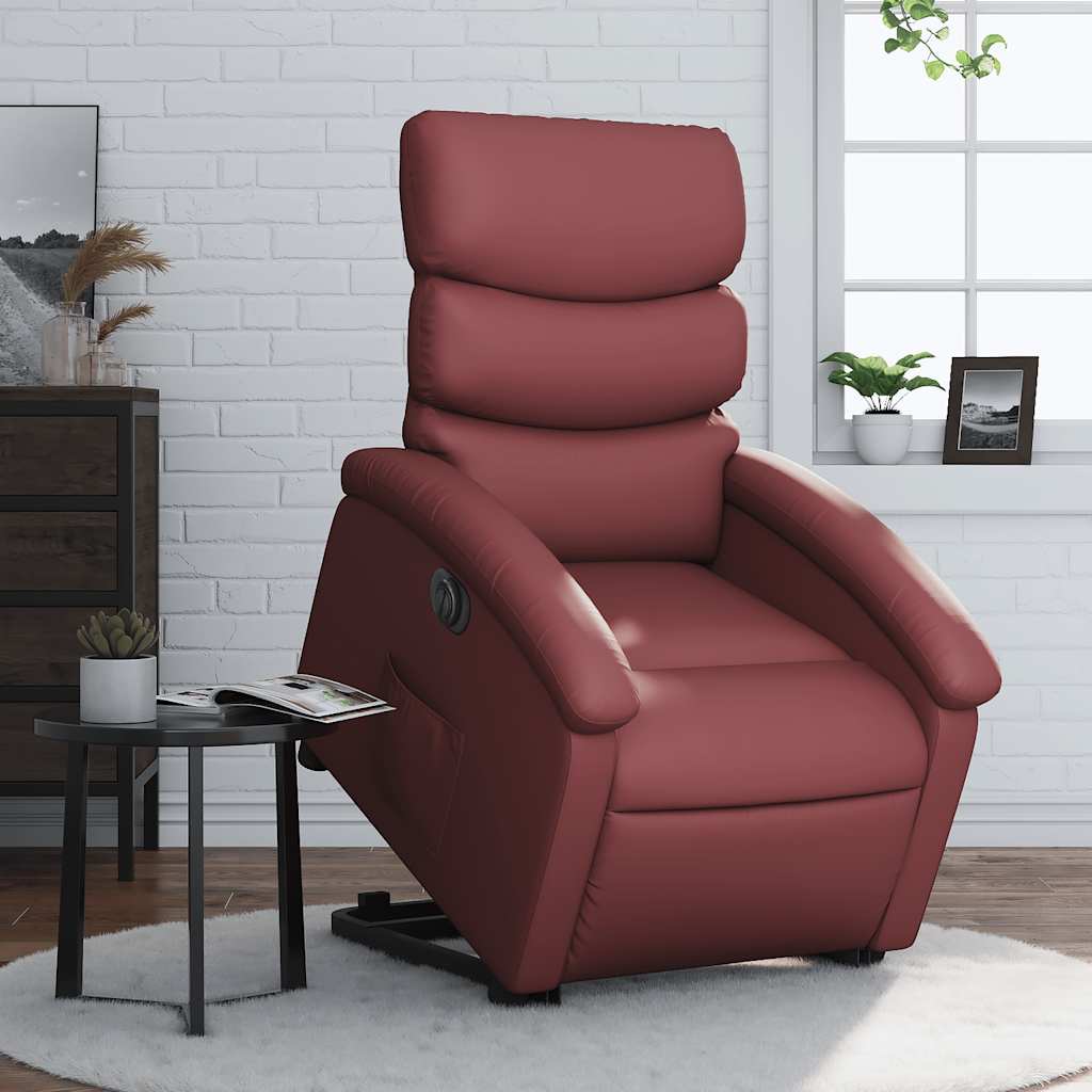Fauteuil inclinable électrique rouge bordeaux similicuir