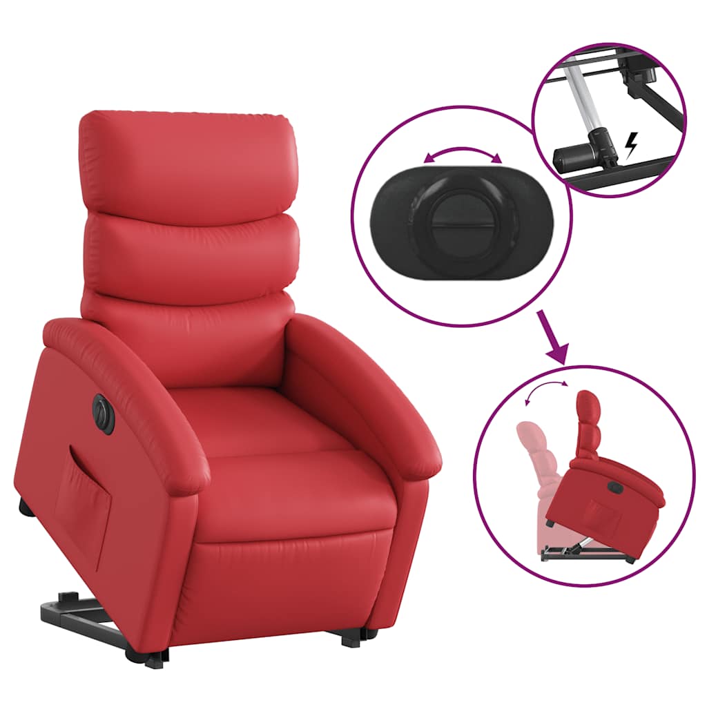 Fauteuil inclinable électrique rouge similicuir - XIOS