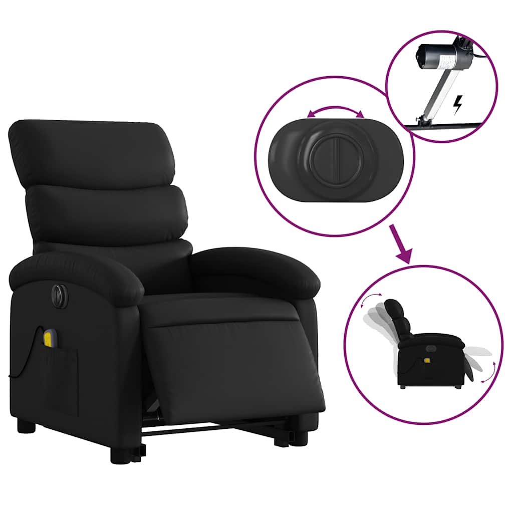 Fauteuil inclinable de massage électrique noir similicuir - XIOS