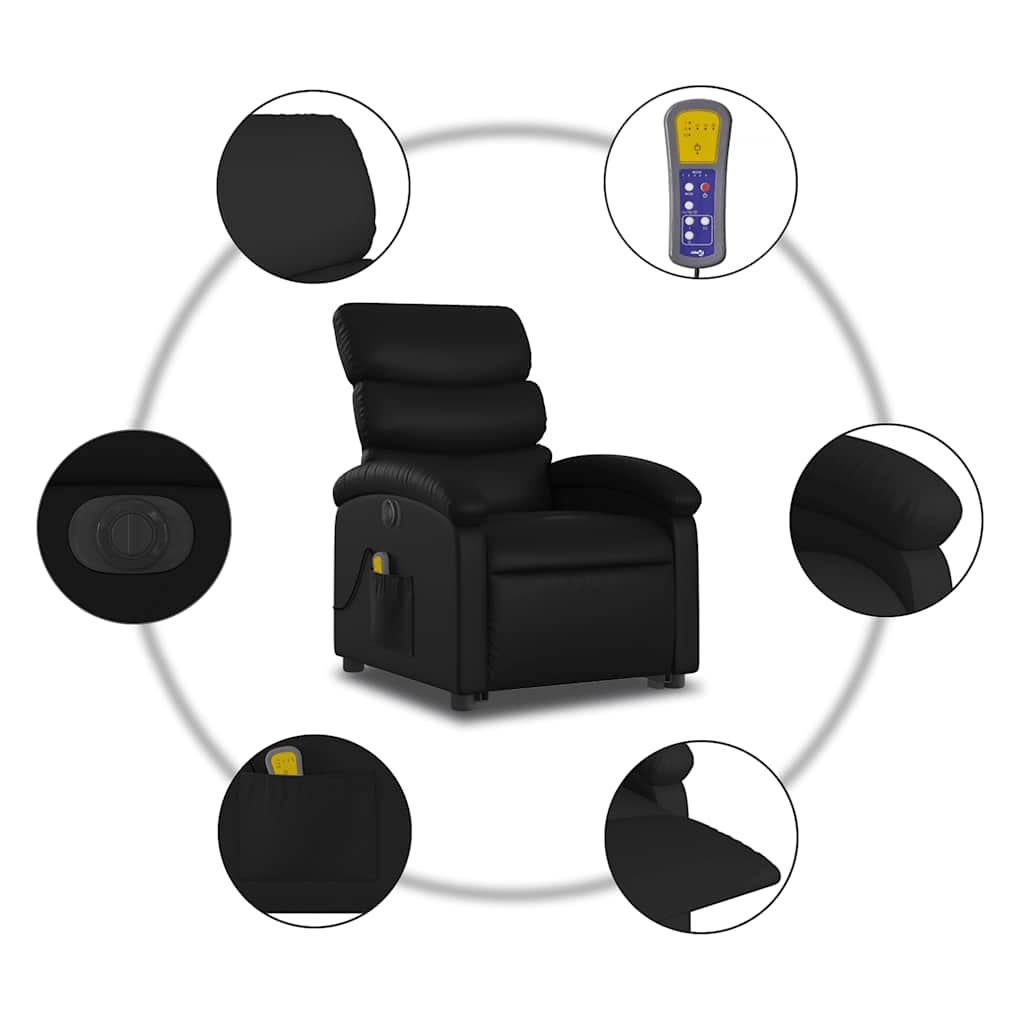 Fauteuil inclinable de massage électrique noir similicuir - XIOS