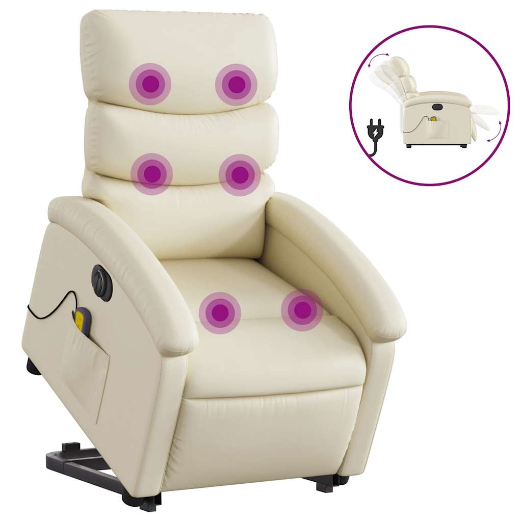 Fauteuil inclinable de massage électrique crème similicuir - XIOS