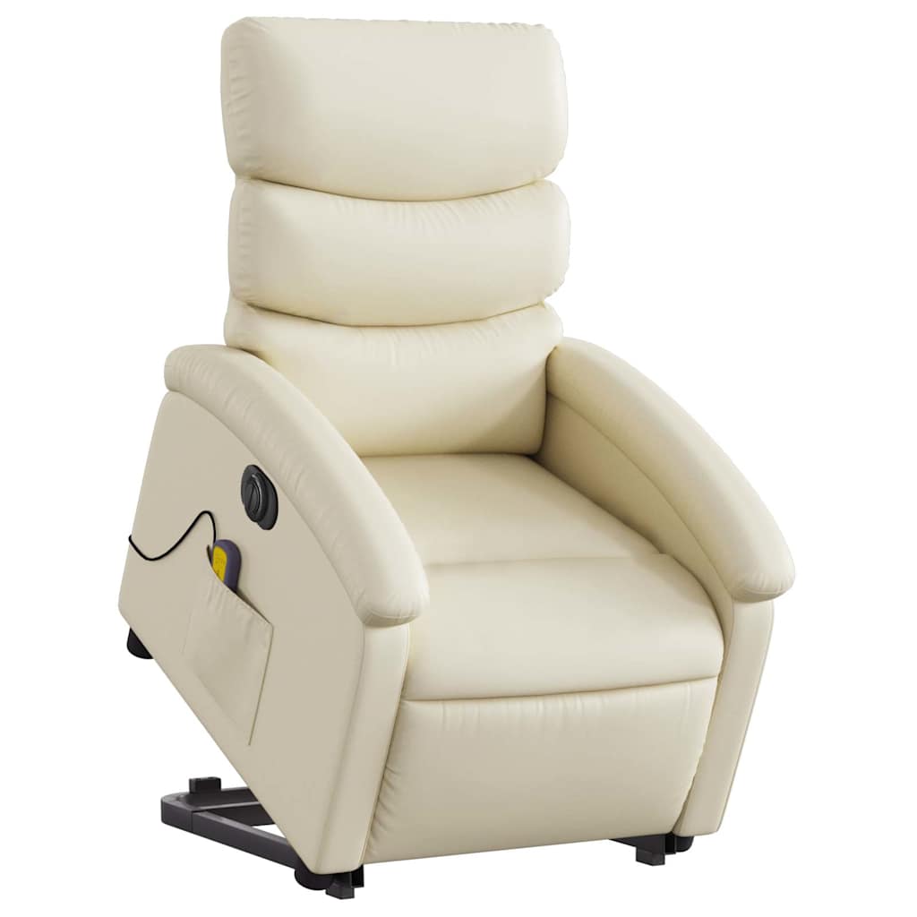 Fauteuil inclinable de massage électrique crème similicuir - XIOS