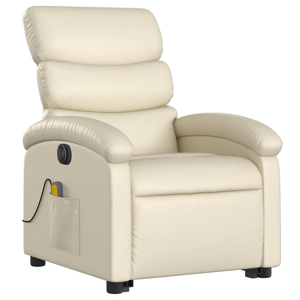 Fauteuil inclinable de massage électrique crème similicuir - XIOS