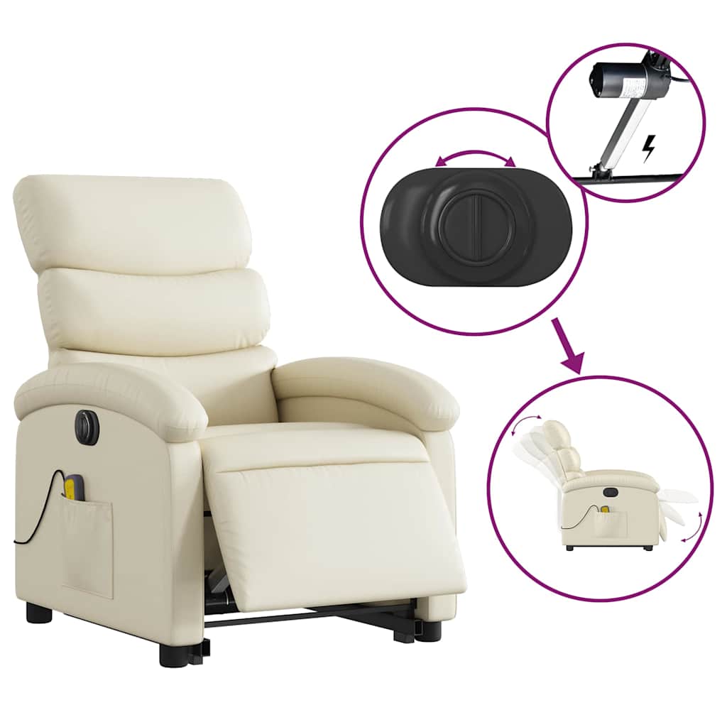 Fauteuil inclinable de massage électrique crème similicuir - XIOS