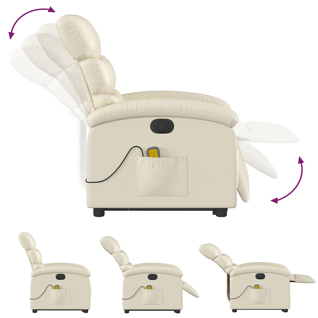 Fauteuil inclinable de massage électrique crème similicuir - XIOS