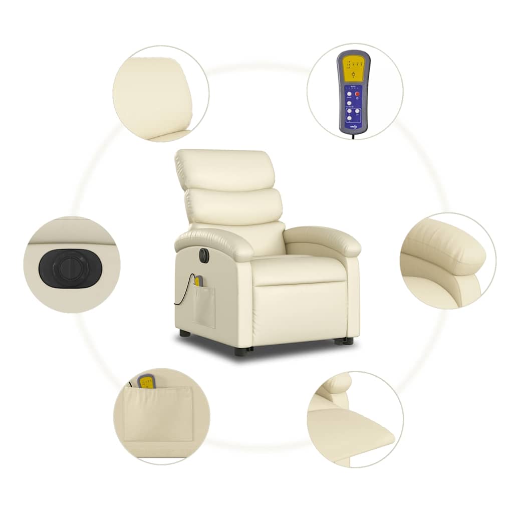 Fauteuil inclinable de massage électrique crème similicuir - XIOS