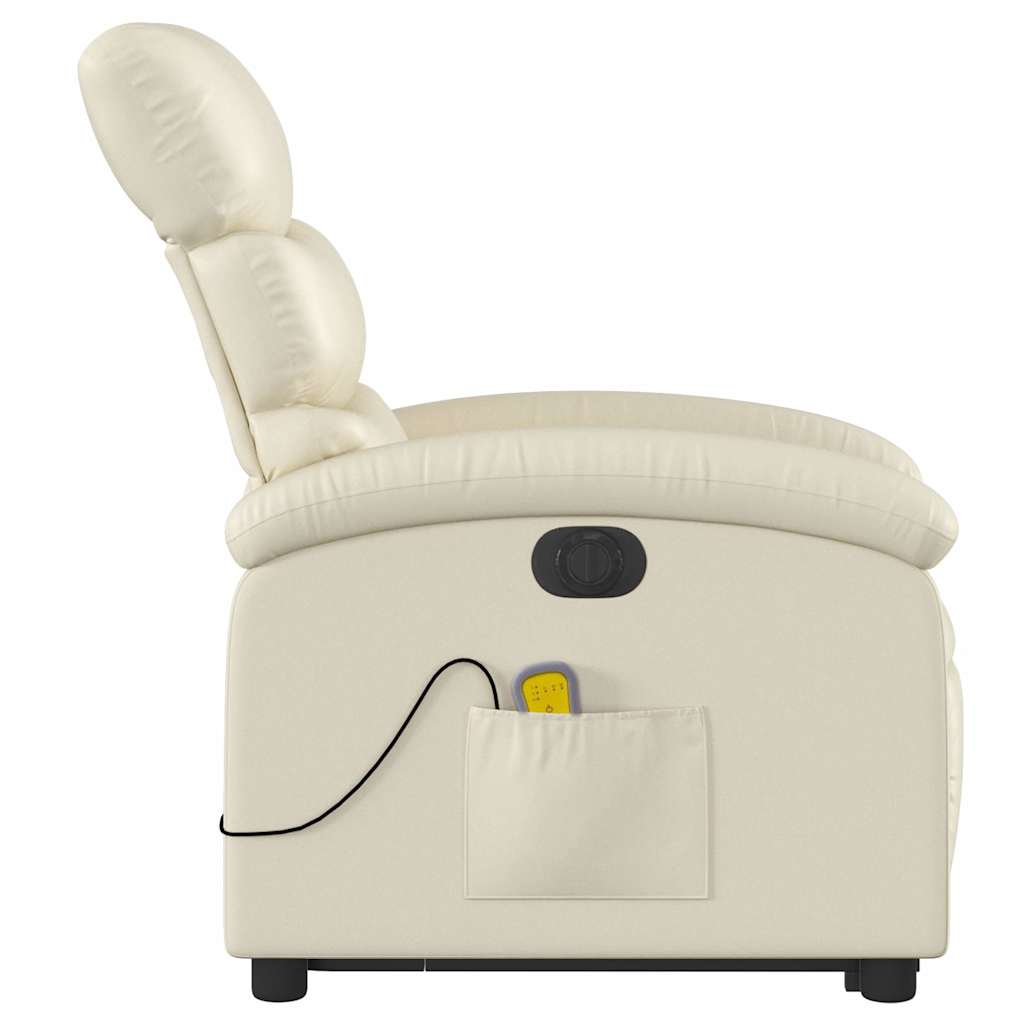 Fauteuil inclinable de massage électrique crème similicuir