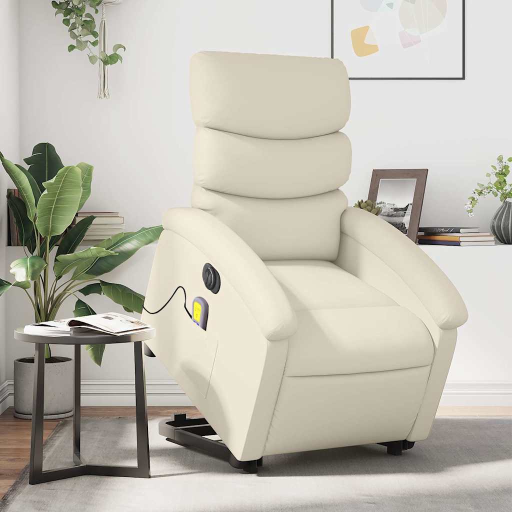 Fauteuil inclinable de massage électrique crème similicuir - XIOS