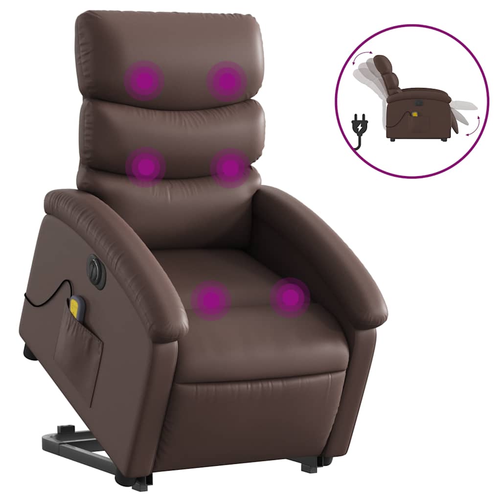 Fauteuil inclinable de massage électrique marron similicuir - XIOS