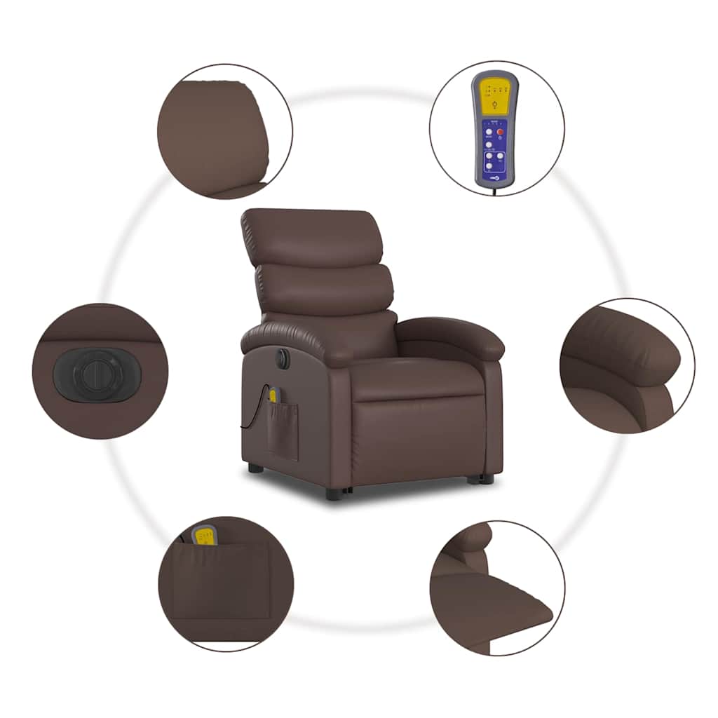 Fauteuil inclinable de massage électrique marron similicuir - XIOS