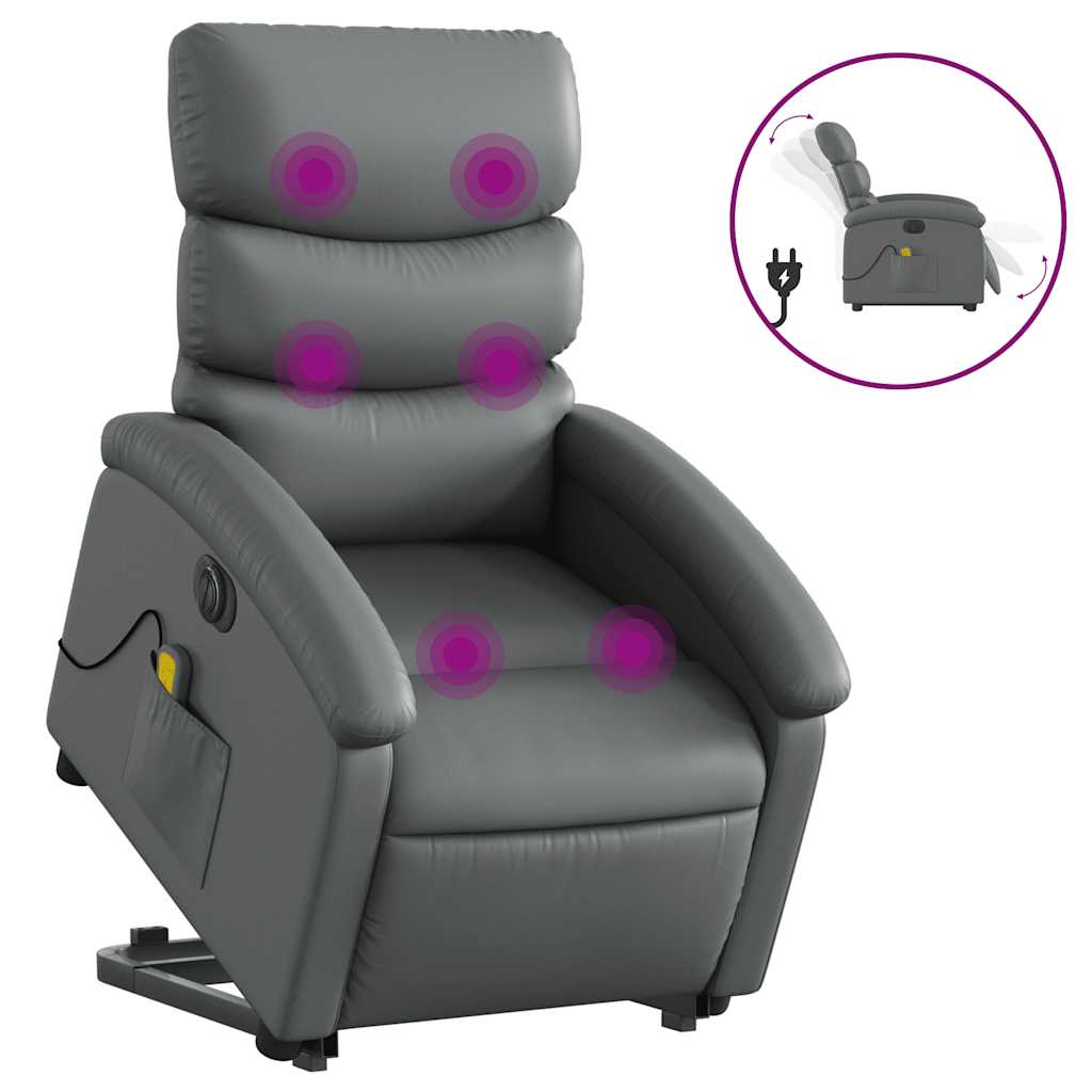 Fauteuil inclinable de massage électrique gris similicuir - XIOS