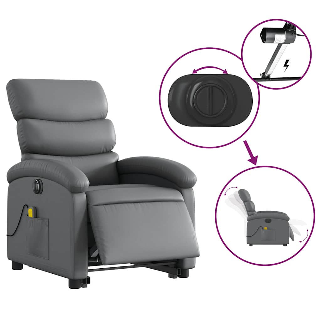 Fauteuil inclinable de massage électrique gris similicuir - XIOS