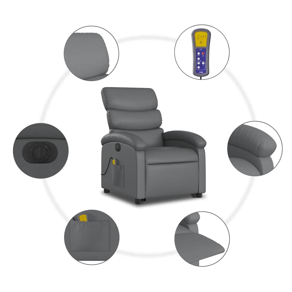 Fauteuil inclinable de massage électrique gris similicuir - XIOS