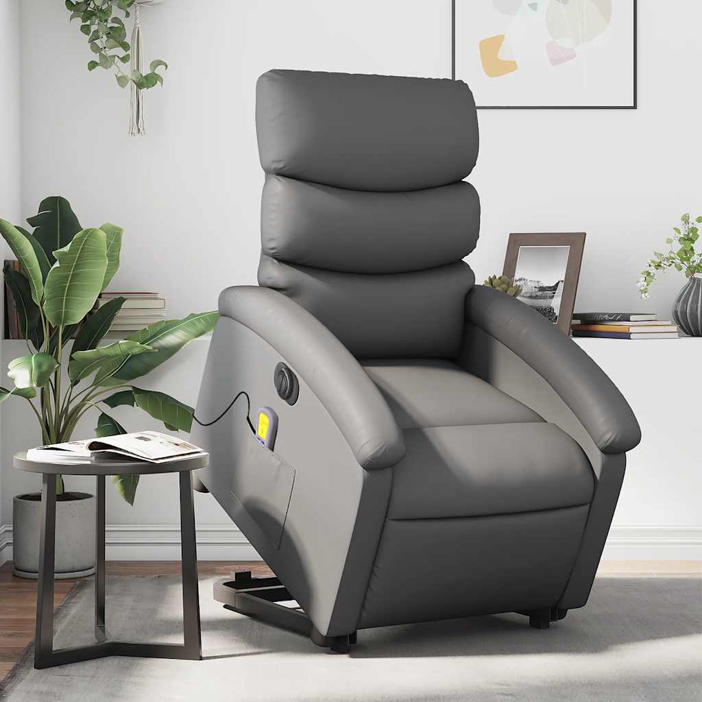 Fauteuil inclinable de massage électrique gris similicuir - XIOS