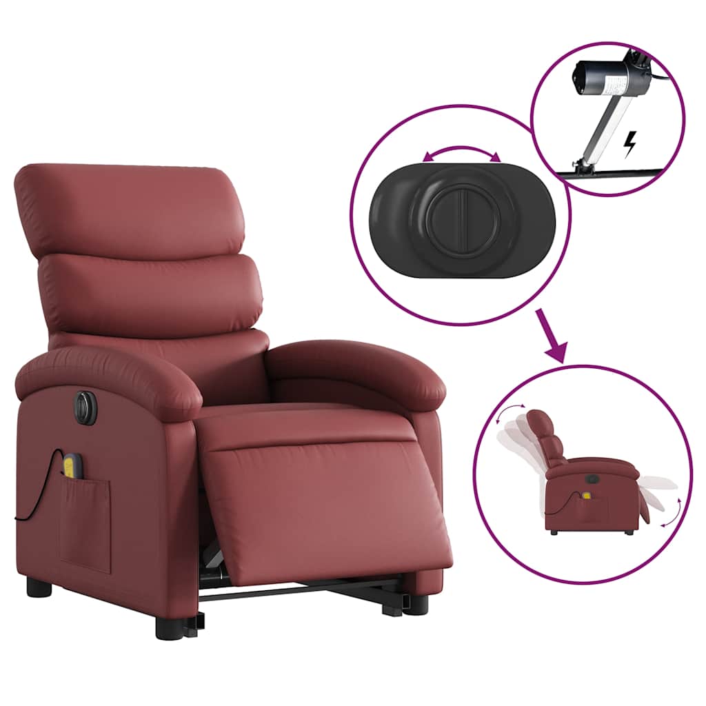 Fauteuil inclinable de massage électrique rouge bordeaux - XIOS
