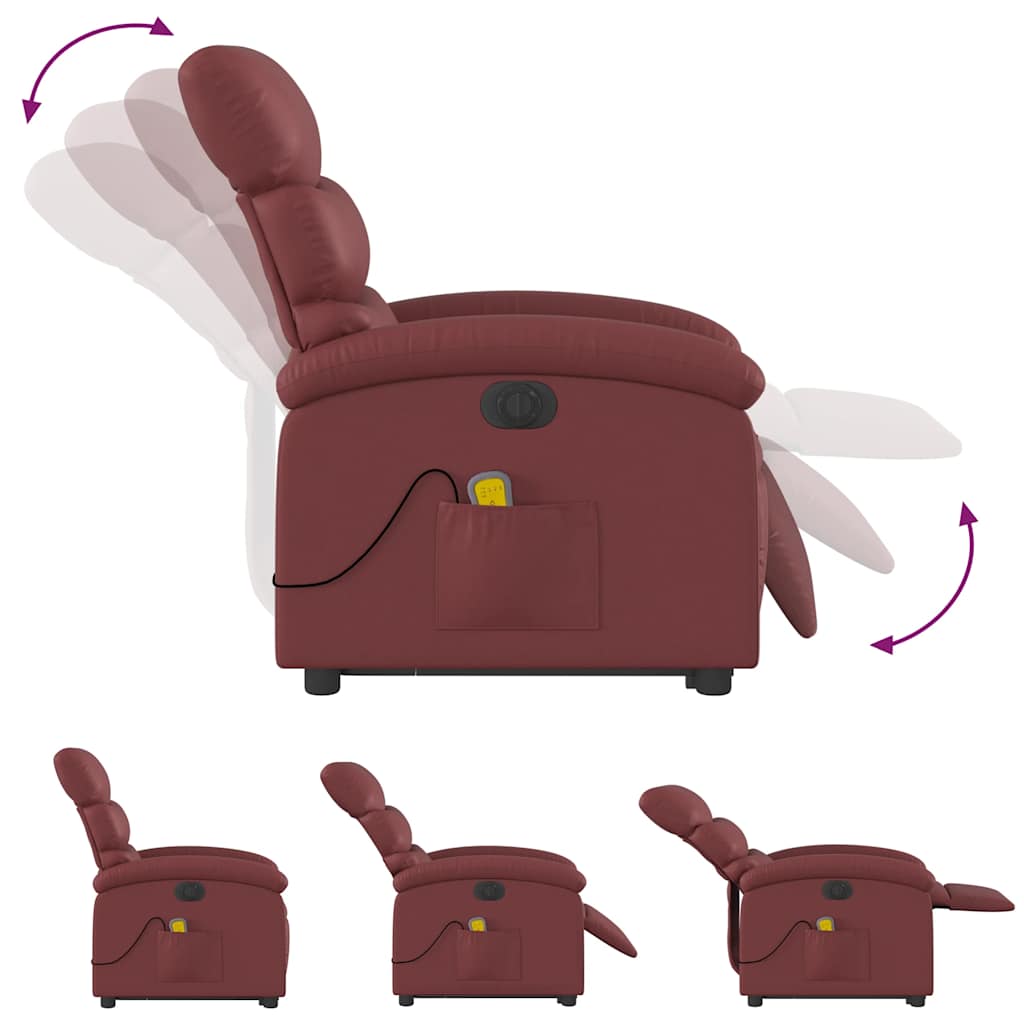 Fauteuil inclinable de massage électrique rouge bordeaux - XIOS