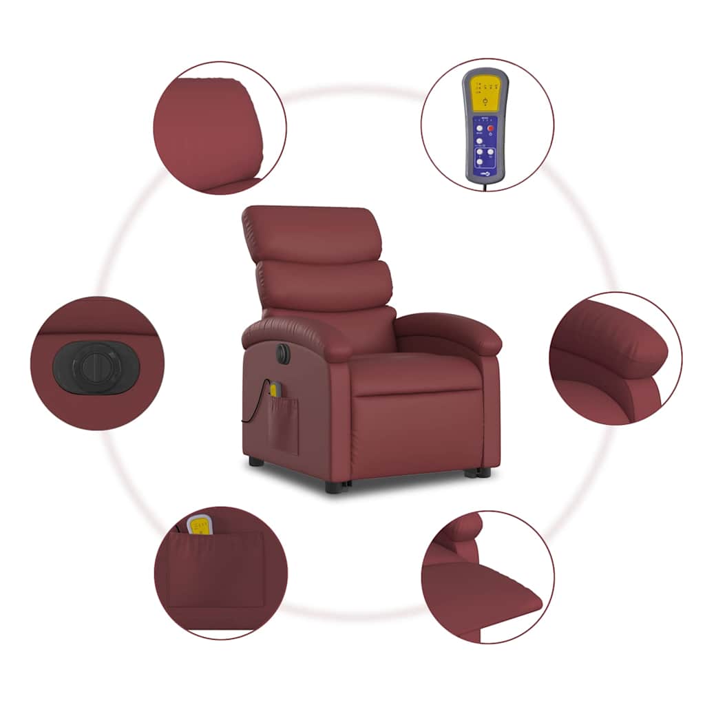 Fauteuil inclinable de massage électrique rouge bordeaux - XIOS