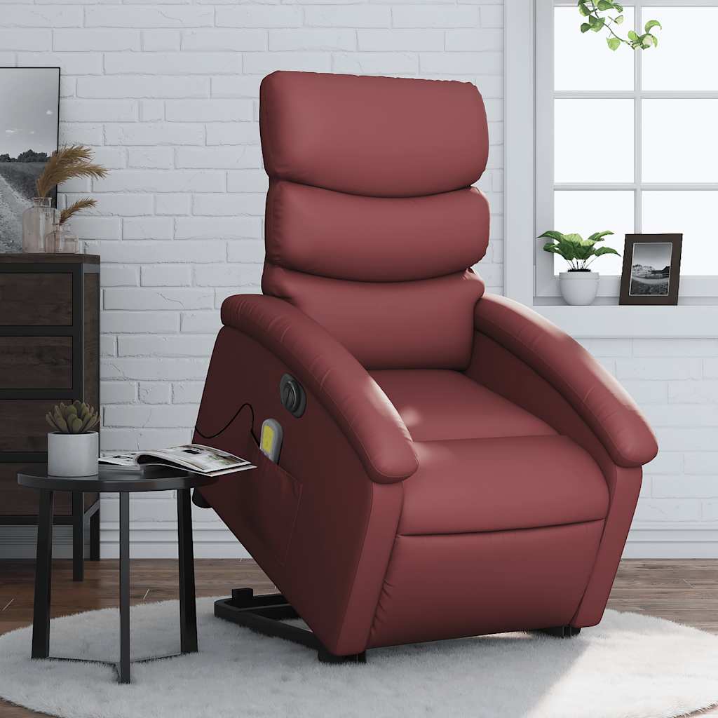 Fauteuil inclinable de massage électrique rouge bordeaux - XIOS
