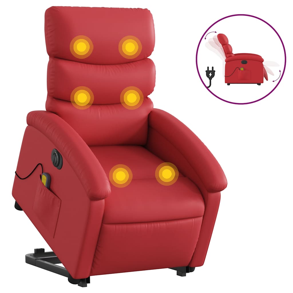 Fauteuil inclinable de massage électrique rouge similicuir - XIOS