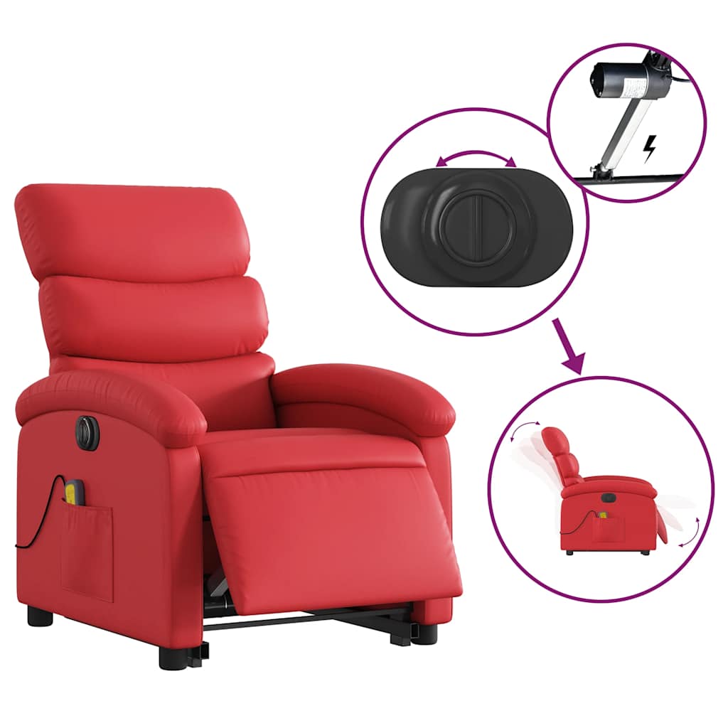 Fauteuil inclinable de massage électrique rouge similicuir