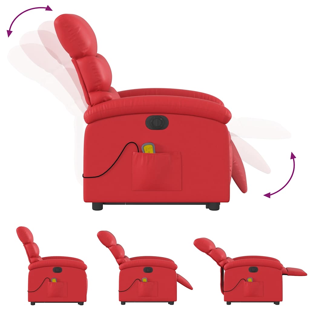 Fauteuil inclinable de massage électrique rouge similicuir - XIOS