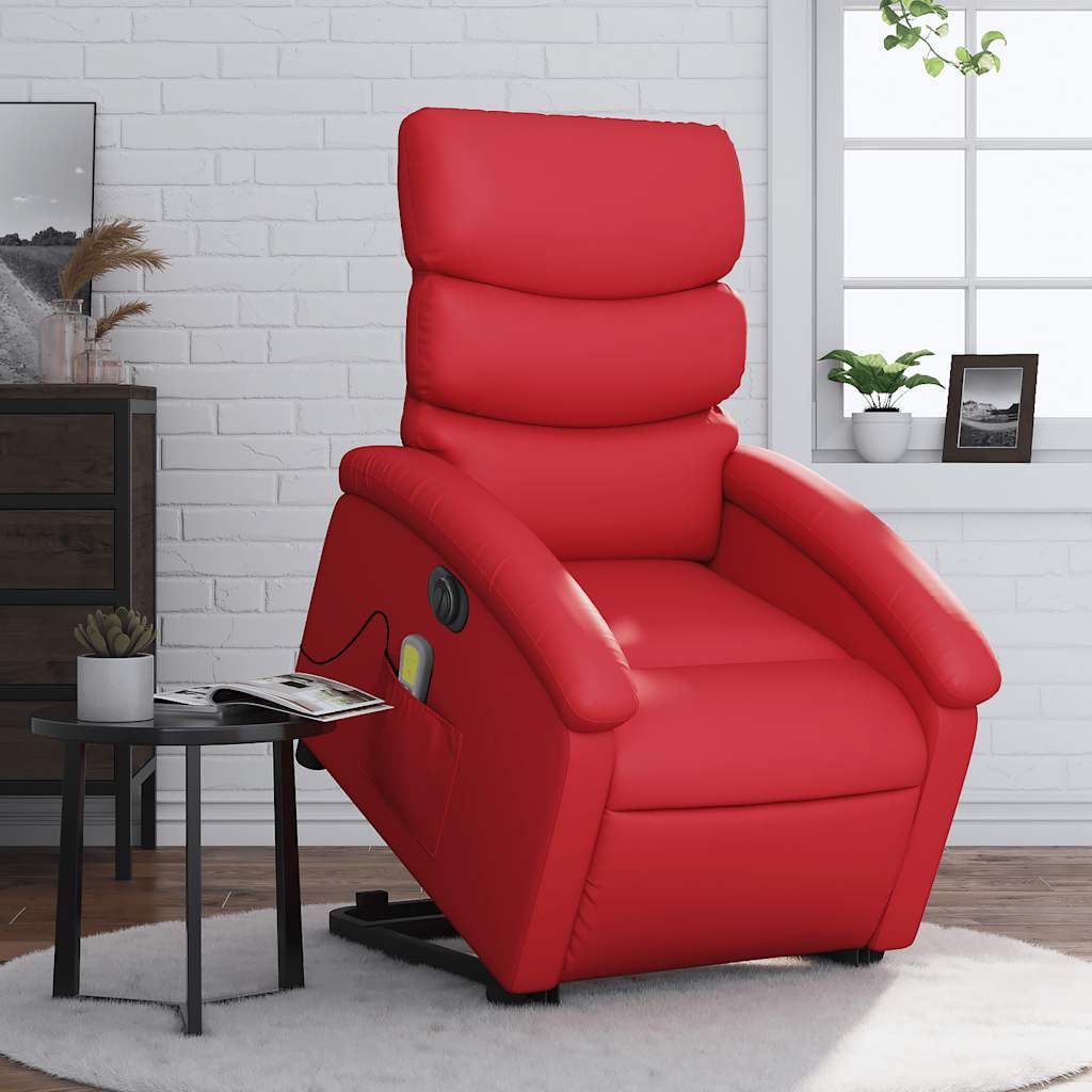 Fauteuil inclinable de massage électrique rouge similicuir - XIOS