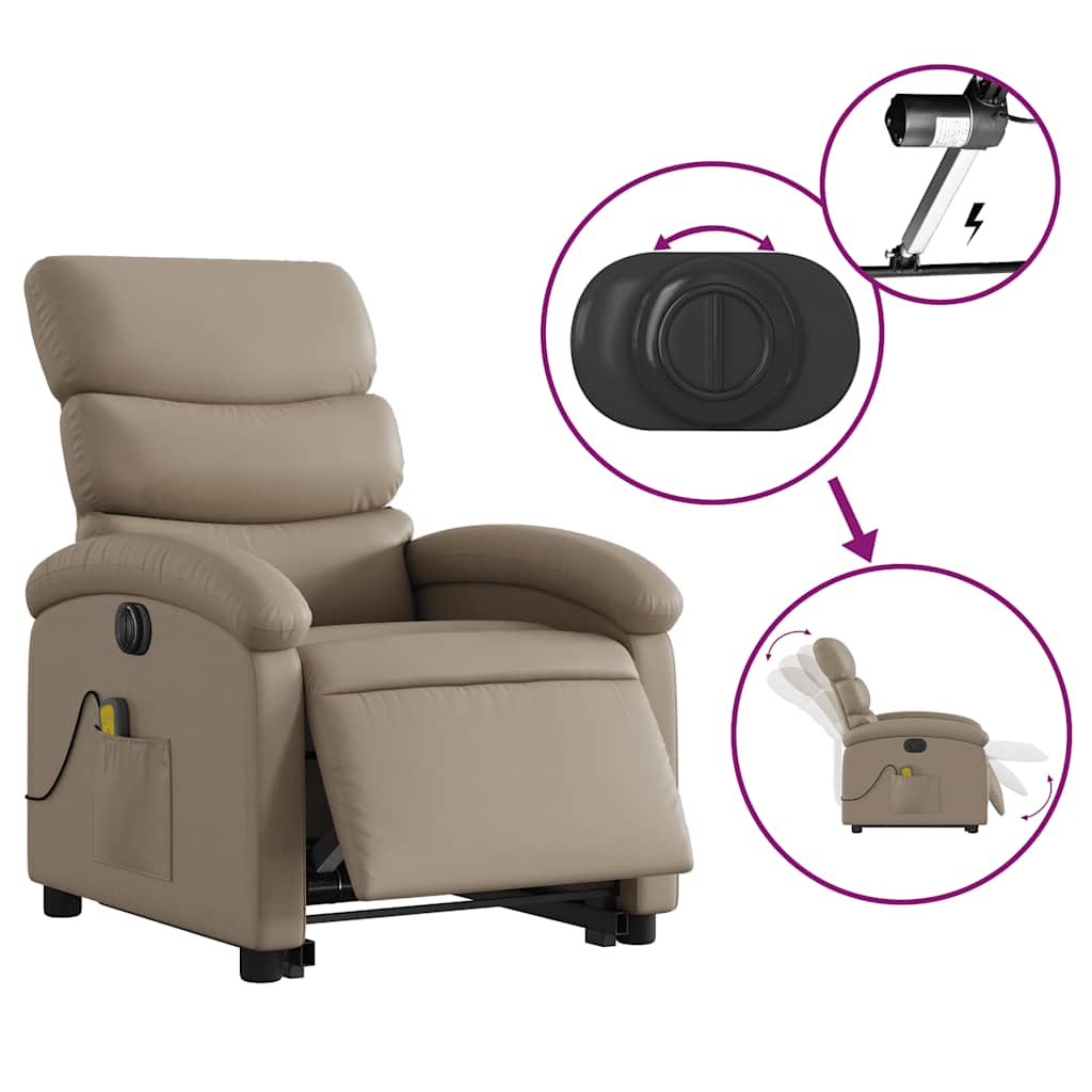 Fauteuil inclinable de massage électrique cappuccino similicuir - XIOS