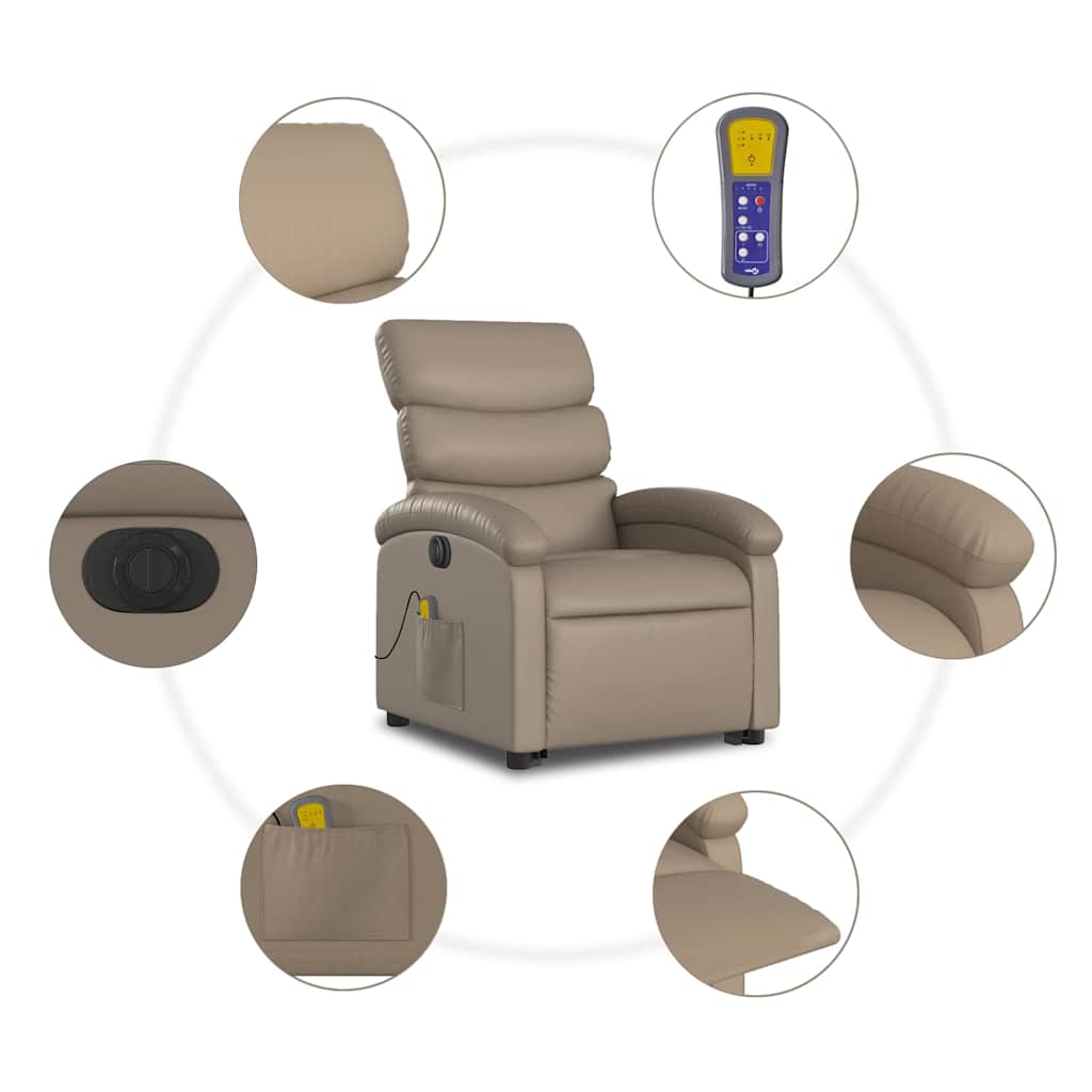 Fauteuil inclinable de massage électrique cappuccino similicuir - XIOS