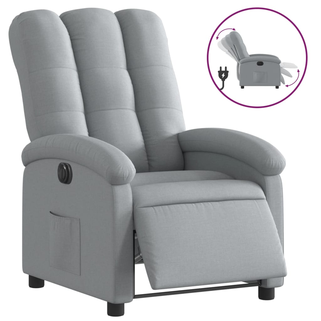 Fauteuil inclinable électrique Gris clair Tissu - XIOS