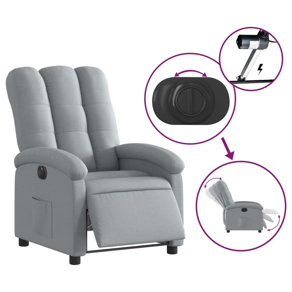 Fauteuil inclinable électrique Gris clair Tissu - XIOS