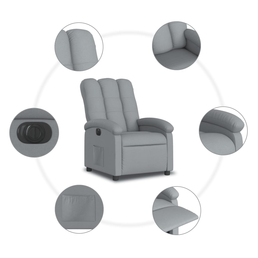 Fauteuil inclinable électrique Gris clair Tissu - XIOS