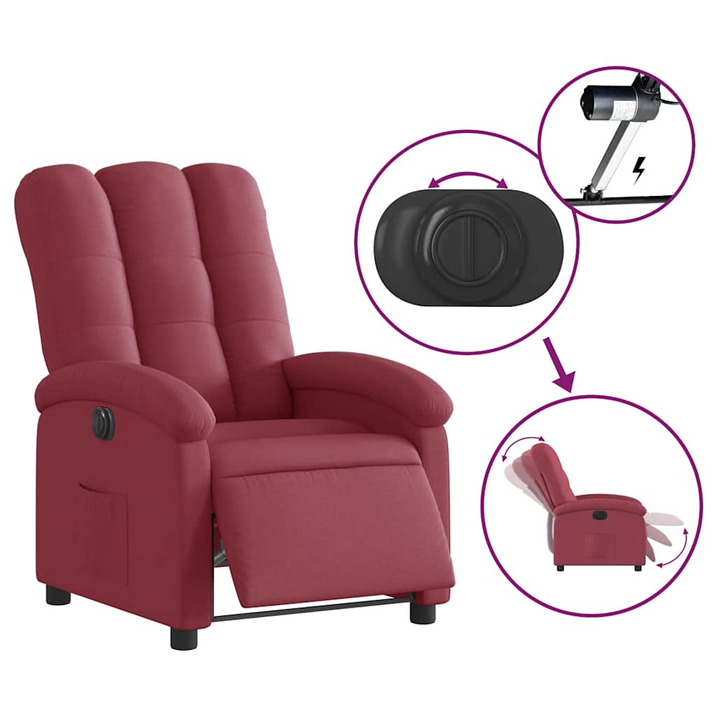 Fauteuil inclinable électrique Rouge bordeaux Tissu - XIOS