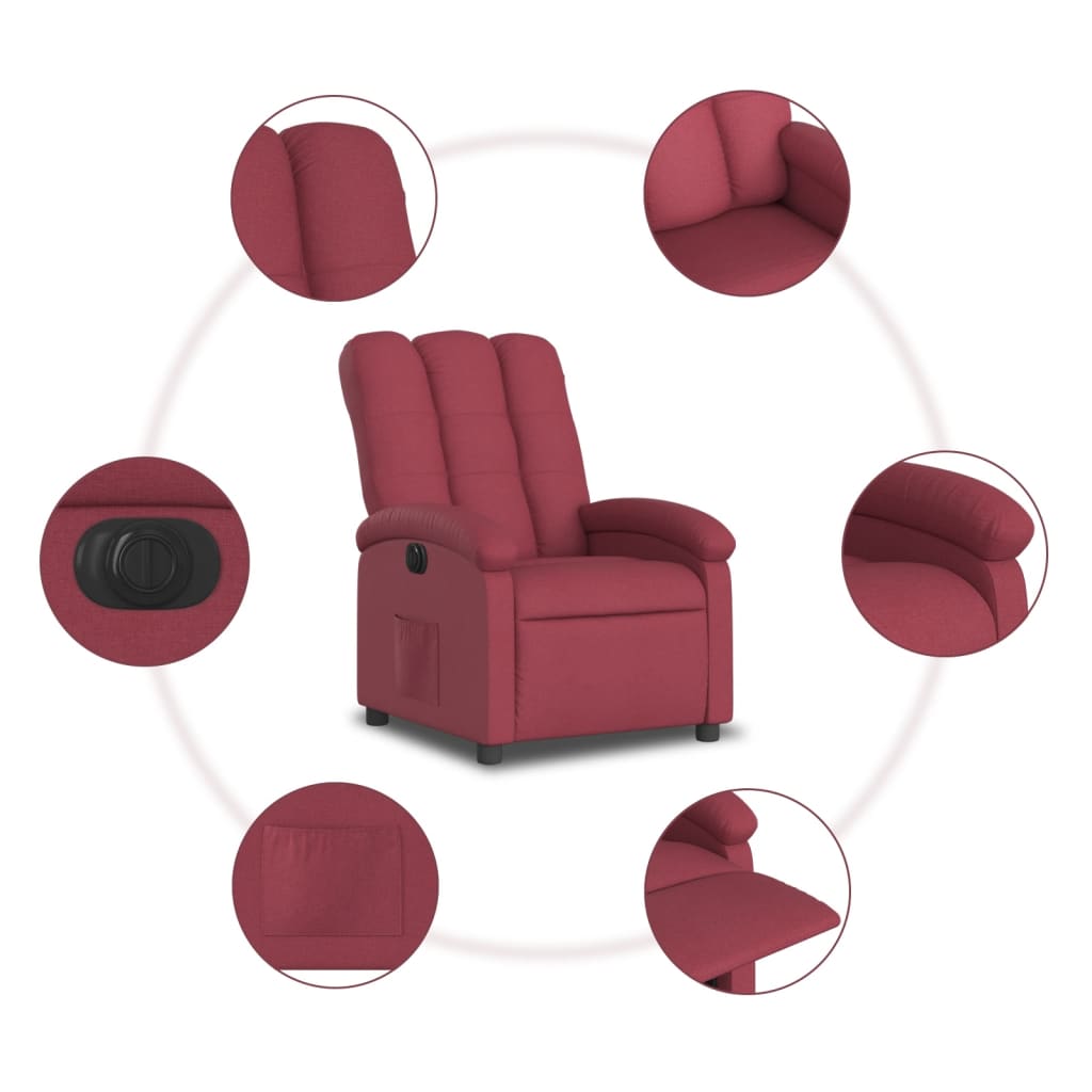 Fauteuil inclinable électrique Rouge bordeaux Tissu - XIOS