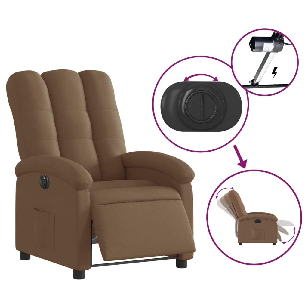 Fauteuil inclinable électrique Marron Tissu - XIOS