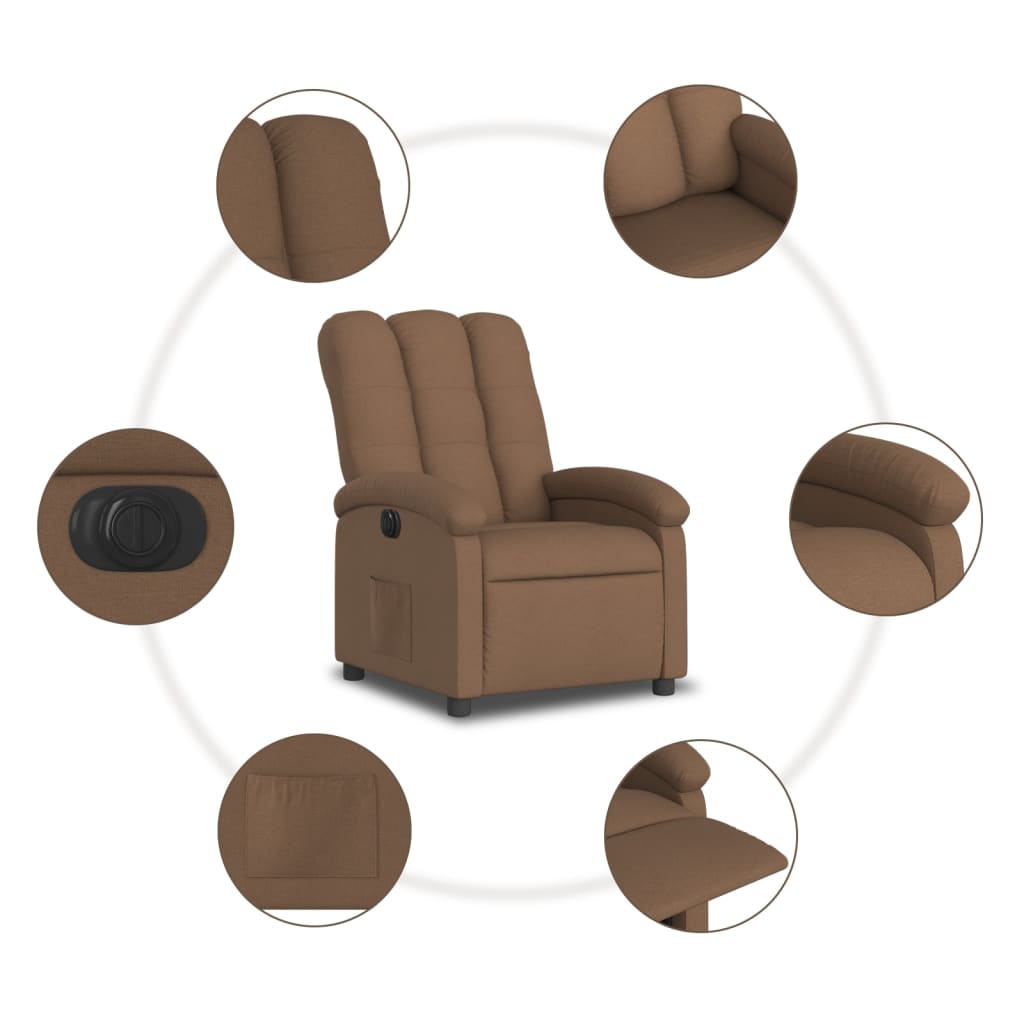 Fauteuil inclinable électrique Marron Tissu - XIOS
