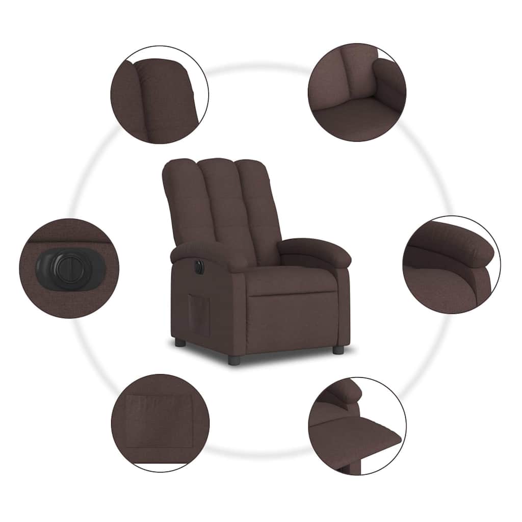 Fauteuil inclinable électrique Marron foncé Tissu - XIOS